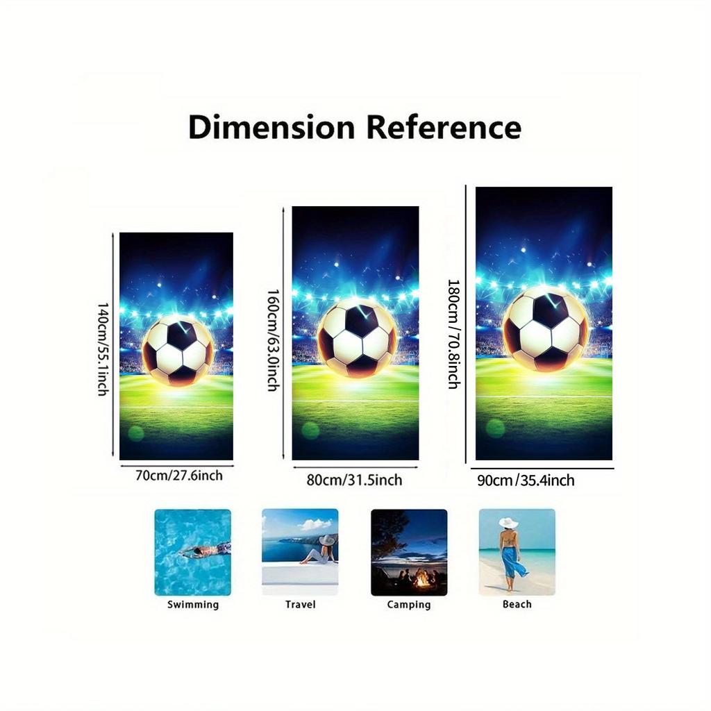 1pc Microfiber Oversized Beach Towel - Quick-Dry, Lightweight, Sand-Free, Large Bath Towel for Adults, Soccer Stadium Print