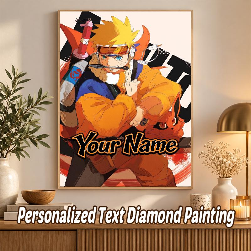 Naruto Uzumaki Custom Name Diamond Painting Personalized 5D Full Drill DIY Diamond Art Home Decor