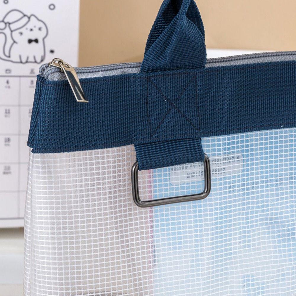 with Handle Mesh Document Storage Bag Large Capacity File Storage Bag Handheld Project Bag Travel