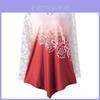Elegant Plus Size Womens Blouse With Sexy Lace Yoke And Ombre Print Design