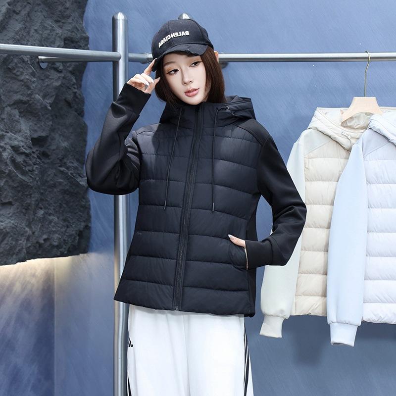 Damen Kurze Mittellange Daunenjacke Winter Warm Stehkragen Einfarbig Lässig Oberbekleidung Mantel