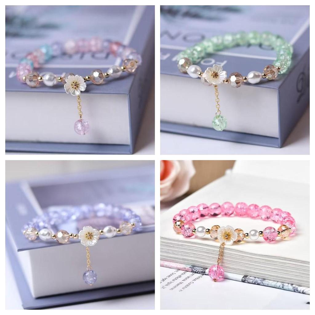 Handmade Crystal Flower Bracelet for Kids - Girlish Style, Perfect Gift for Best Friends