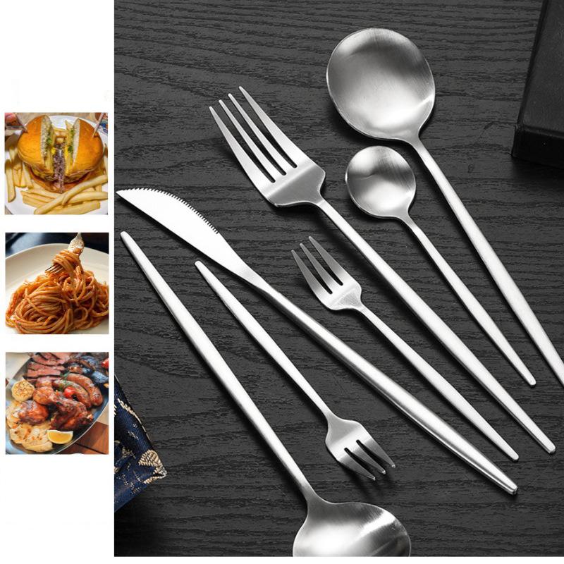 24Pcs Black Handle Gold Cutlery Set of Spoons and Forks, Stainless Steel Utensils for Daily and Festival Use Tea Spoon DCS006