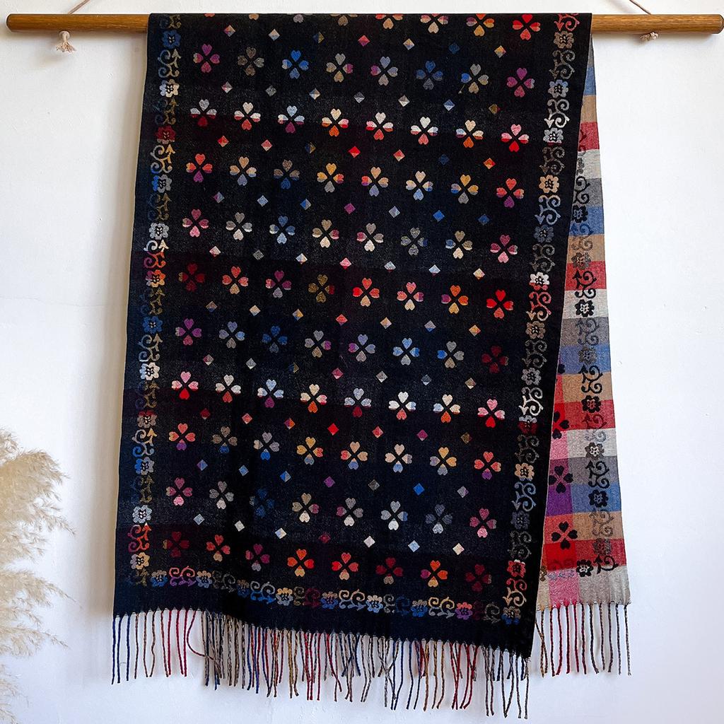 Schal Damen Winter Fransen Schal Ethnischer Stil Geometrisch Vielseitig Kaschmir Verdickt Warm Und Kälteabweisend Schal Doppelzweck