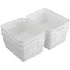 6-Pack White Storage Plastic Baskets, Plastic Weave Basket for Organizing