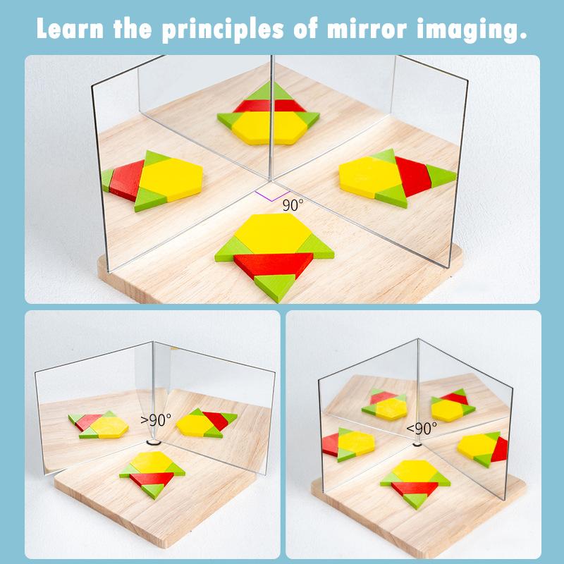 Kinder Spiegelbild Logisches Denken Puzzle Spiel Montessori Bildung Wissenschaft Physik Spa Fantasie Bausteine Holzspielzeug Geschenk