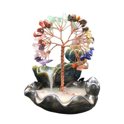 Wasserfall-Räuchergefäß, künstlicher Kristallstein, Glücksbaum, Kunstharz, Ornament, Kunsthandwerk, Räucherkegelhalter für Zimmer, Zuhause, Zen-Dekoration, Meditation