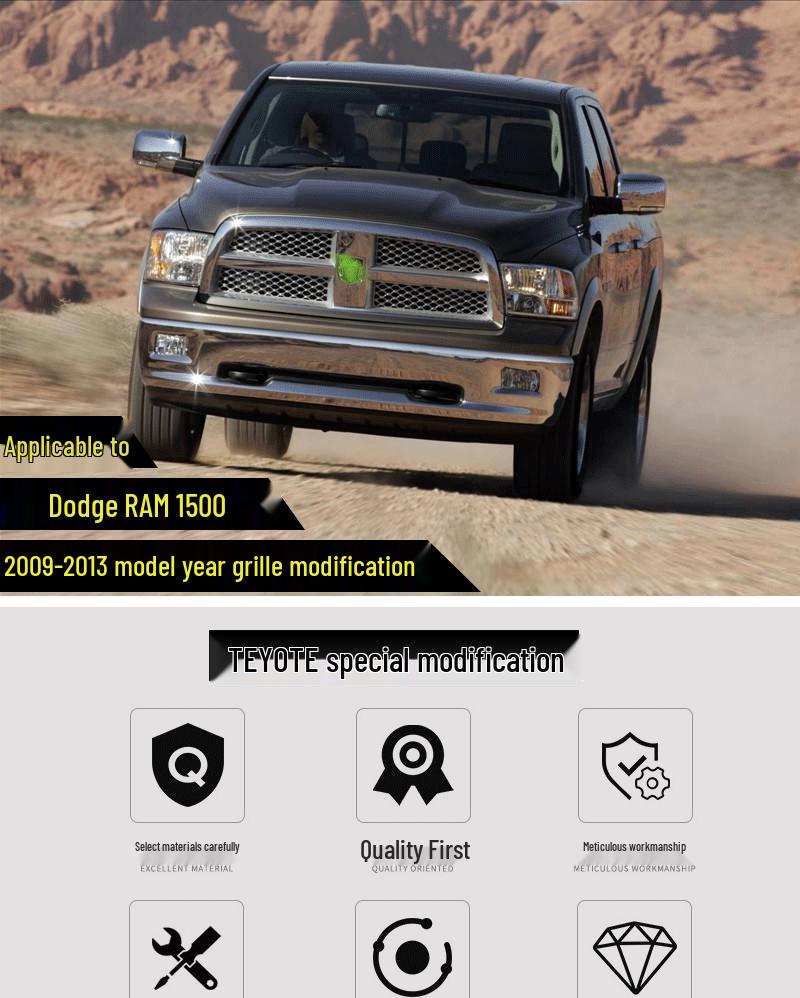 Dodge RAM 1500 Grille (09-13) - Honeycomb Martin Electroplated Style