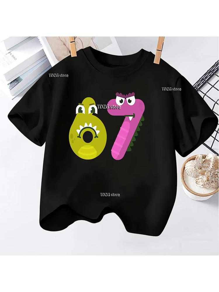 Kids Number 67 Graphic TShirt Soft Cotton Crew Neck Cute  Cool Birthday Wear for Boys  Girlsdf0066