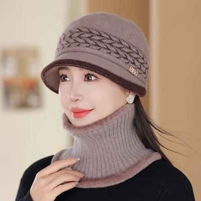 Nueva Moda en El Sombrero de Lana para Personas Mayores para Mujer Invierno Cálido Frío Apilado Engrosado Sombrero de Punto