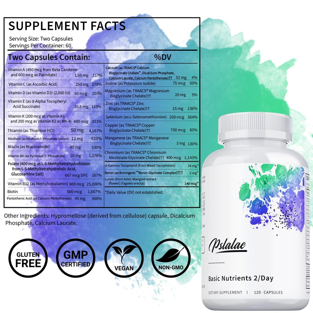 Pslalae - Multivitamin Capsules - Heart, Brain, Nerve Health