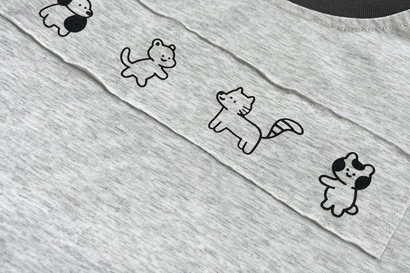 2026 Summer Children's Cartoon Patch Cuffed Denim Two-Piece Set