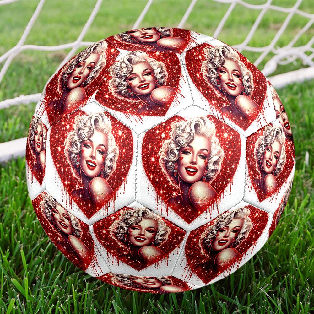 Marilyn Monroe Print Size 5 Soccer Ball, Standard Match Football for Sports Game and Team Practice, Ideal Gift for Soccer Fans