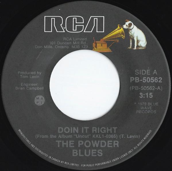 

7inch Record POWDER BLUES Doin It Right PB50562 RCA 1979 Canada Blues Used