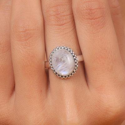 Rainbow Moonstone Gemstone Ring, Handmade Ring, Boho Ring, Statement Jewelry, Unisex Ring, Silver Charm Jewelry, 925 Silver Ring