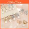 Floral Pearl Earrings With Embedded Zirconia For Trendy Girls