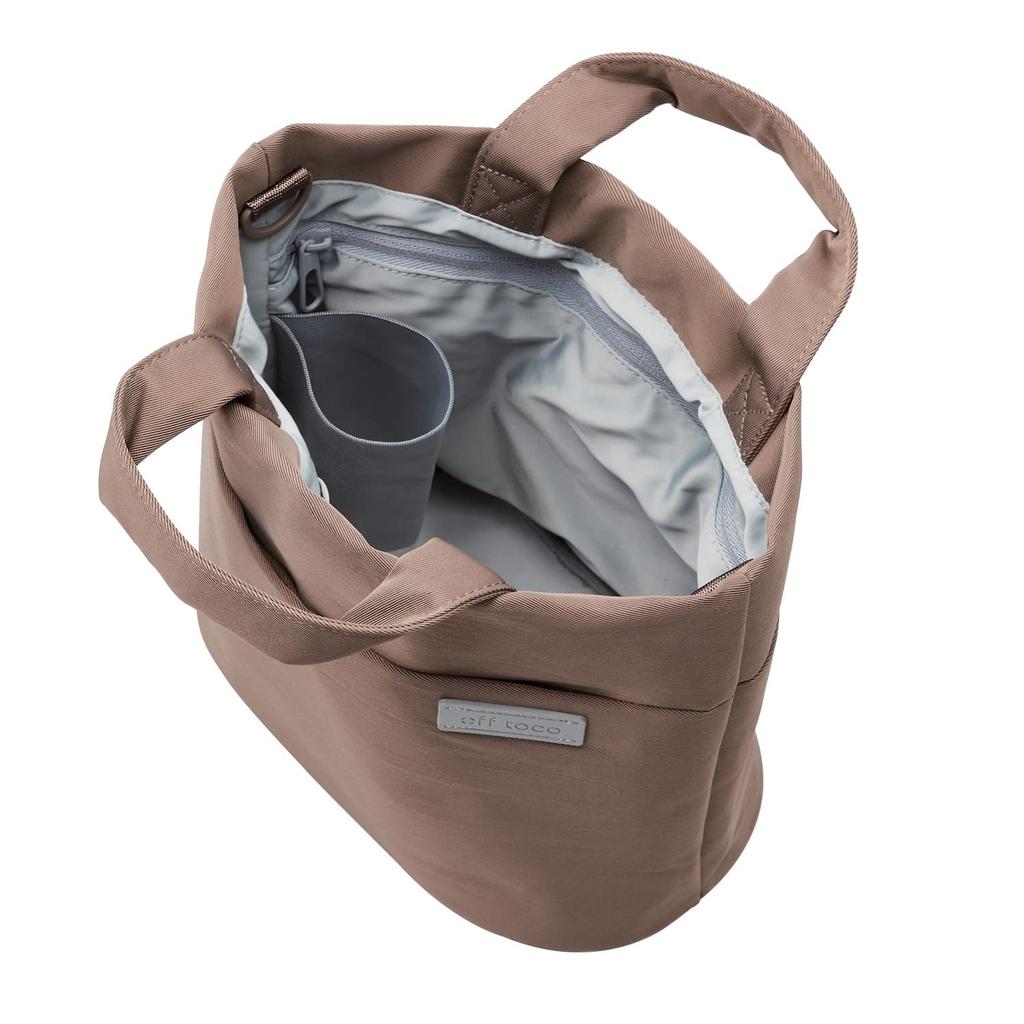 ELECOM Off Toco BM-OF06BR 2-Way Tote Bag with Bottle Holder, Freestanding Design, Latte Brown