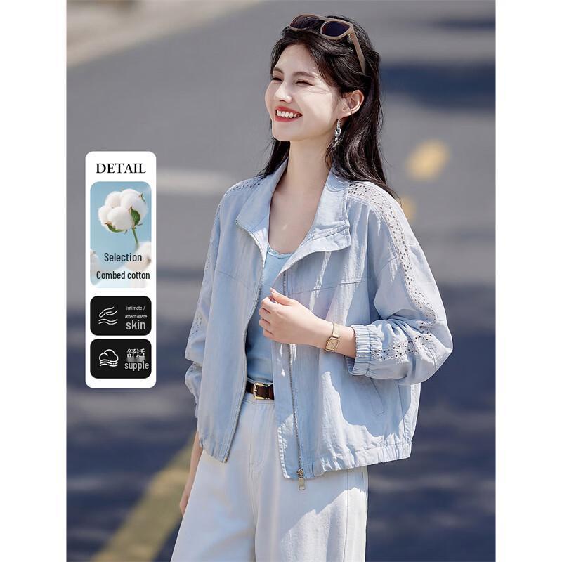 Women s Hollow Out Lace Patchwork Casual Jacket M