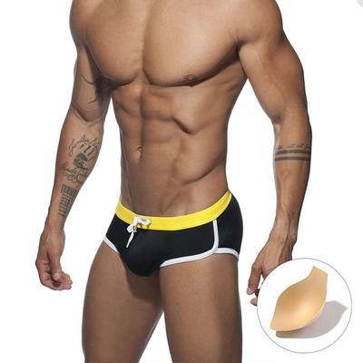 UXH Slips de bain sexy pour hommes de couleur unie à séchage rapide avec bonnet 3D