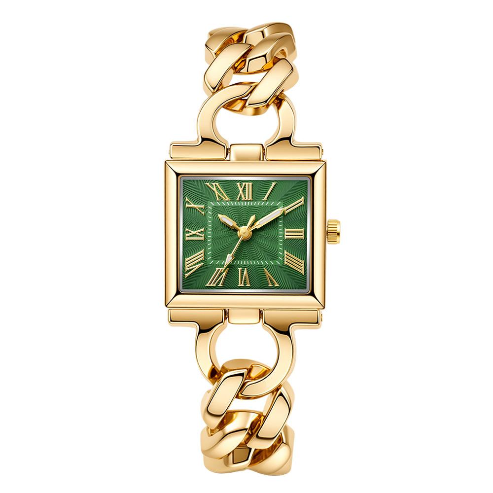 Watch Ladies Quartz Watch French Cuban Chain Women's Watch Square Watch