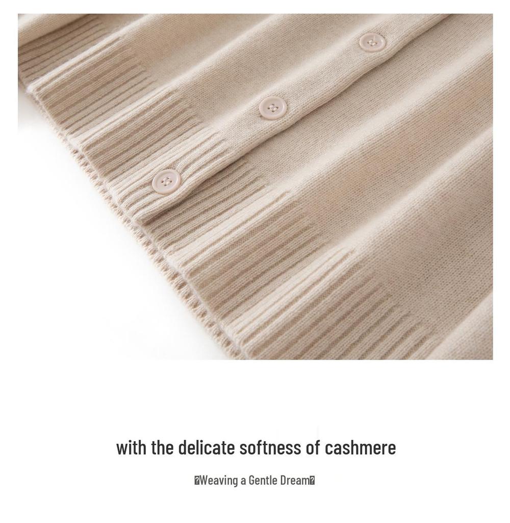 Women's Romantic Cashmere Cardigan - Round Neck, Fair Isle Pattern, Color Block, Autumn/Winter Knitted Sweater Coat