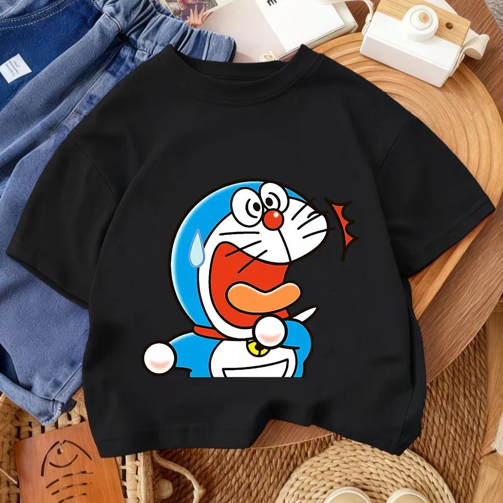 Children's Casual T-shirt Doraemon Cute 2026 Summer Boys and Girls Street Fashion