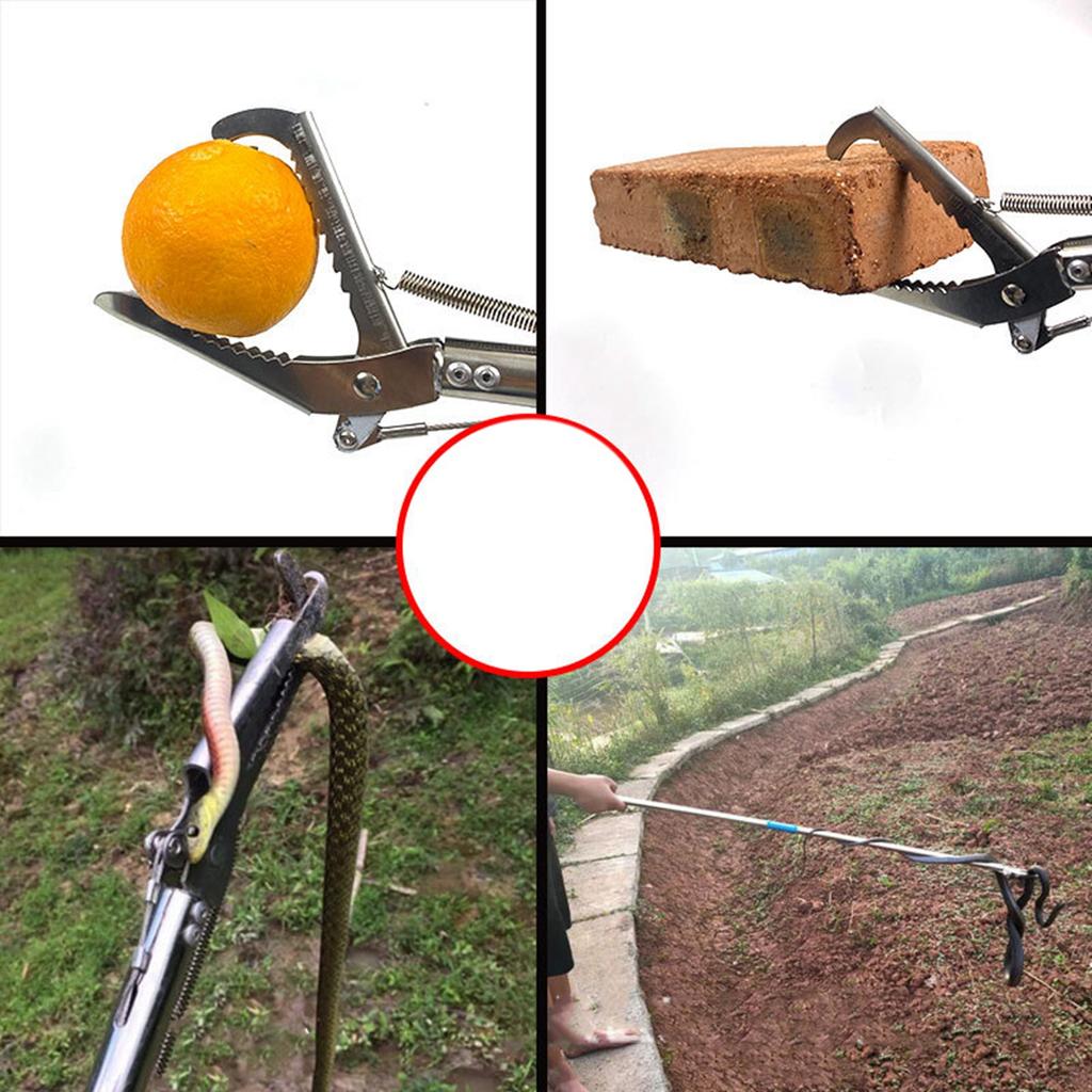 Stainless Steel Snake Grabber Thickened Elongated Collapsible Snake Tongs with Lock for Snakes Eels