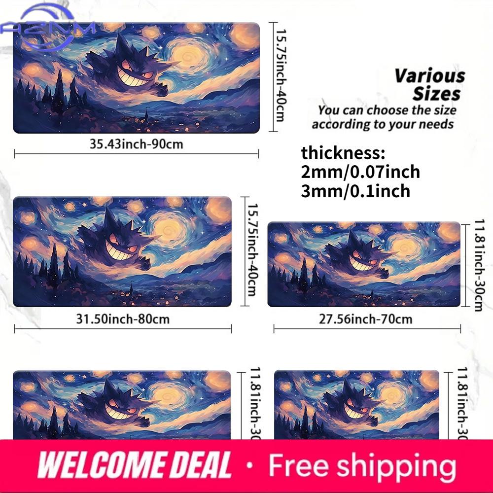 Gengar Starry Night Van Gogh Style Pokmon Gaming Mouse Pad 30x80x0.2cm