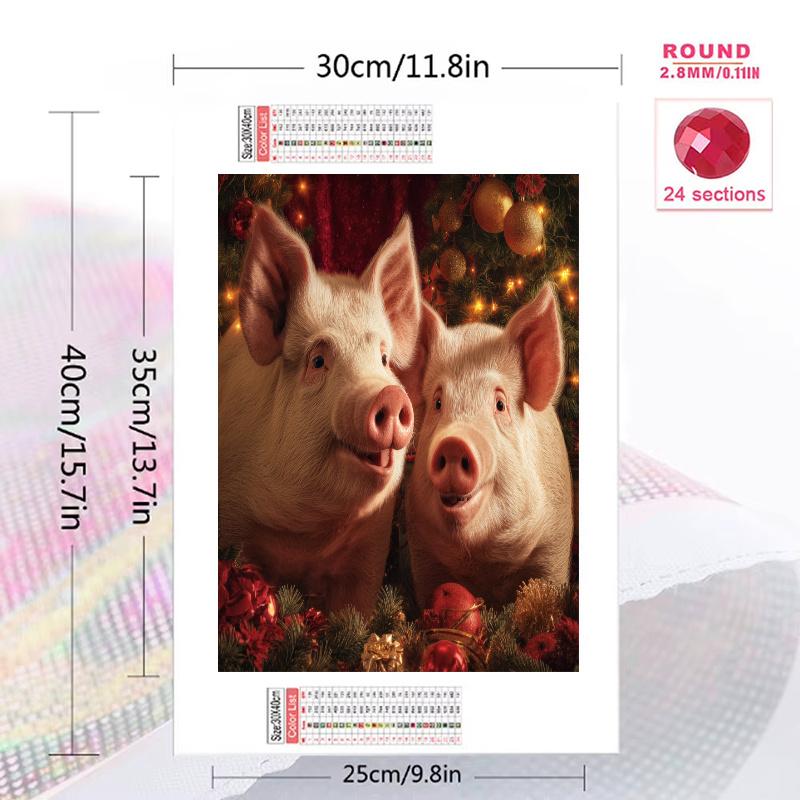 Pig Pattern 3pcs 100% Round Full Drill 5D DIY Diamond Painting Embroidery Cross Stitch Rhinestone Décor