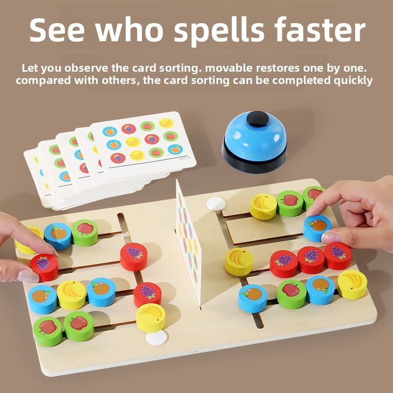 Sorting Wooden Fruit Board Game For Kids With Interactive Dual Challenge Player
