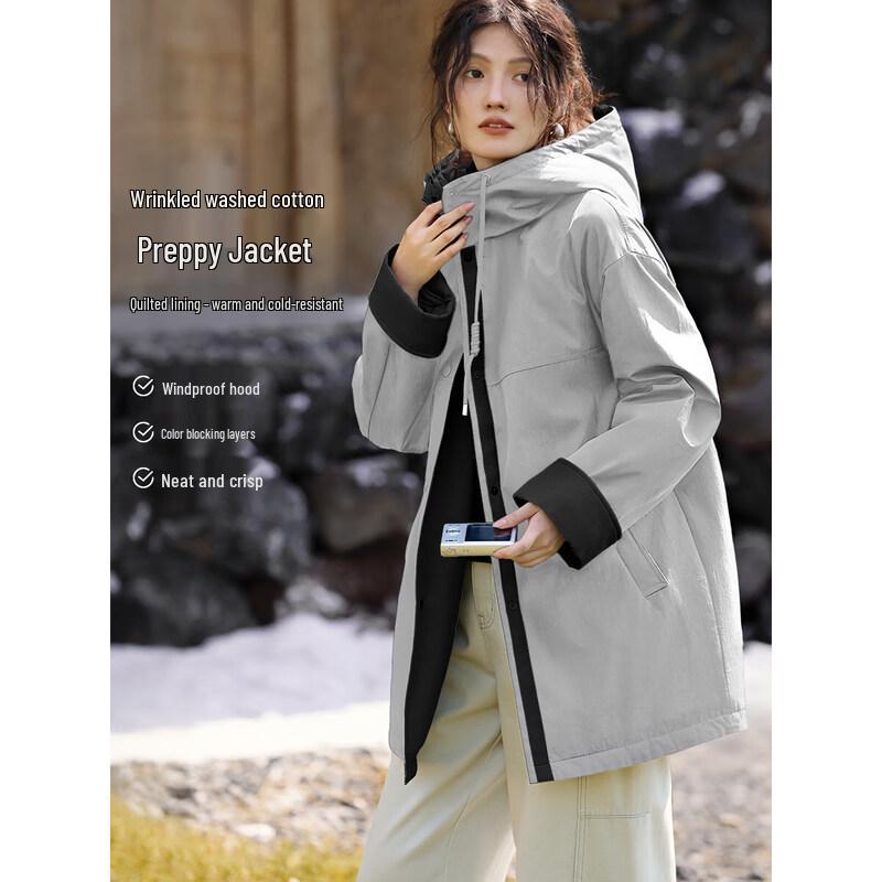 XWI Women s College Style Color-Block Padded Hooded Jacket M