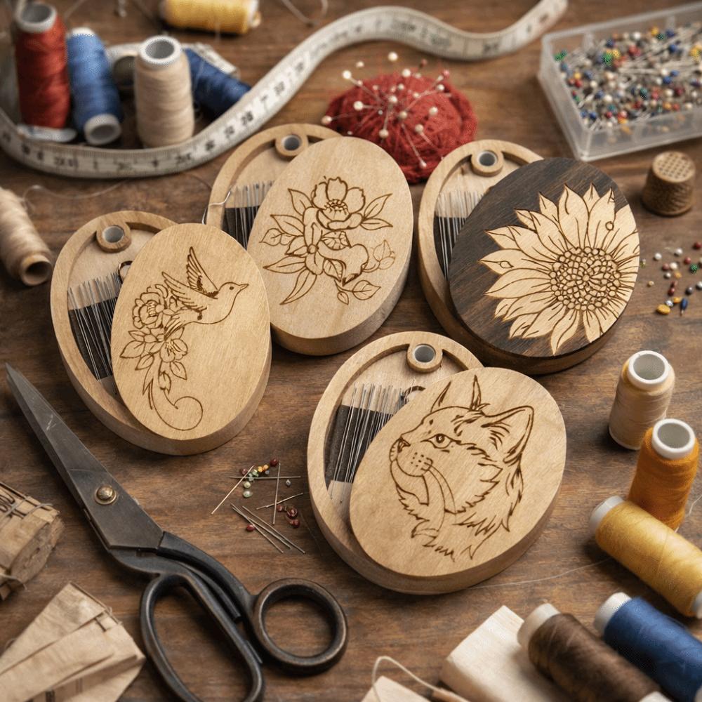 Magnetic Feature Wooden Magnetic Needle Box Magnetic Needle Holder  Home Organization