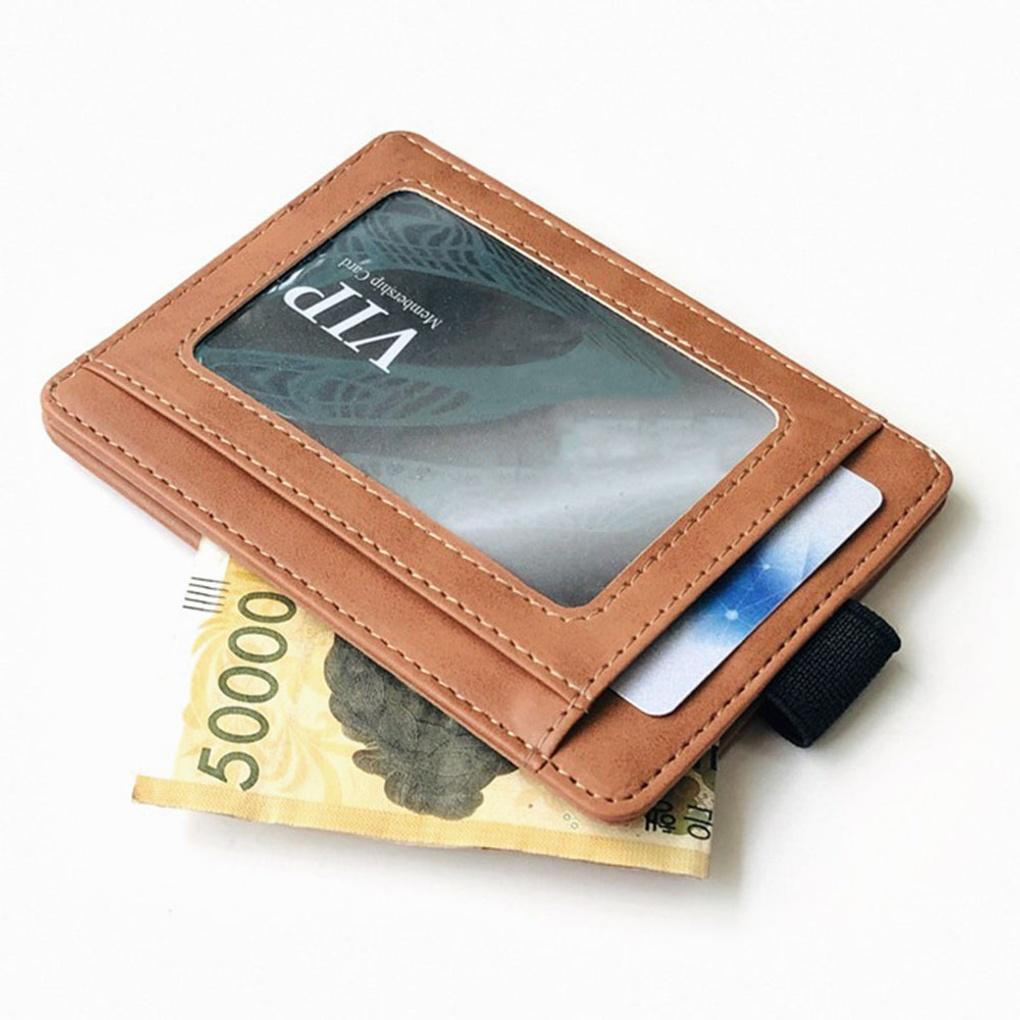 Basic Faux Leather Card Wallet (Brown) Transportation Card Wallet