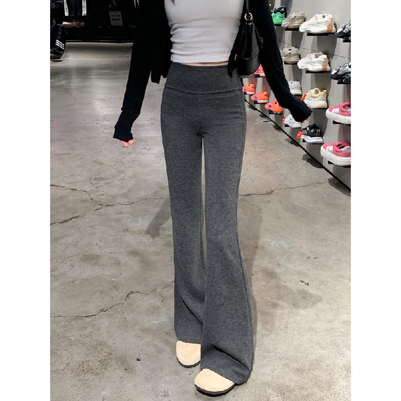 

Gray flared pants for women, 2026 spring new style, high-waisted, slimming, fitted yoga pants, slightly flared, drapey, soft sports pants XL
