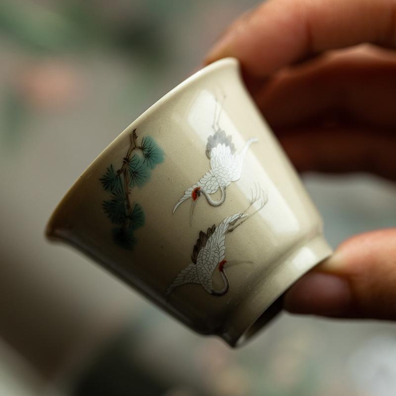 Chinesische Keramik Teetasse Traditionelle Haushaltsmeistertasse Persönliche Einzeltasse Kleine Teetasse Reise-Teeservice Teeschale Kung Fu Tee-Set