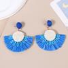Exaggerated Handmade Retro Rattan Raffia Geometric Earrings Ethnic Style Summer Beach Women'S Tassel Earring