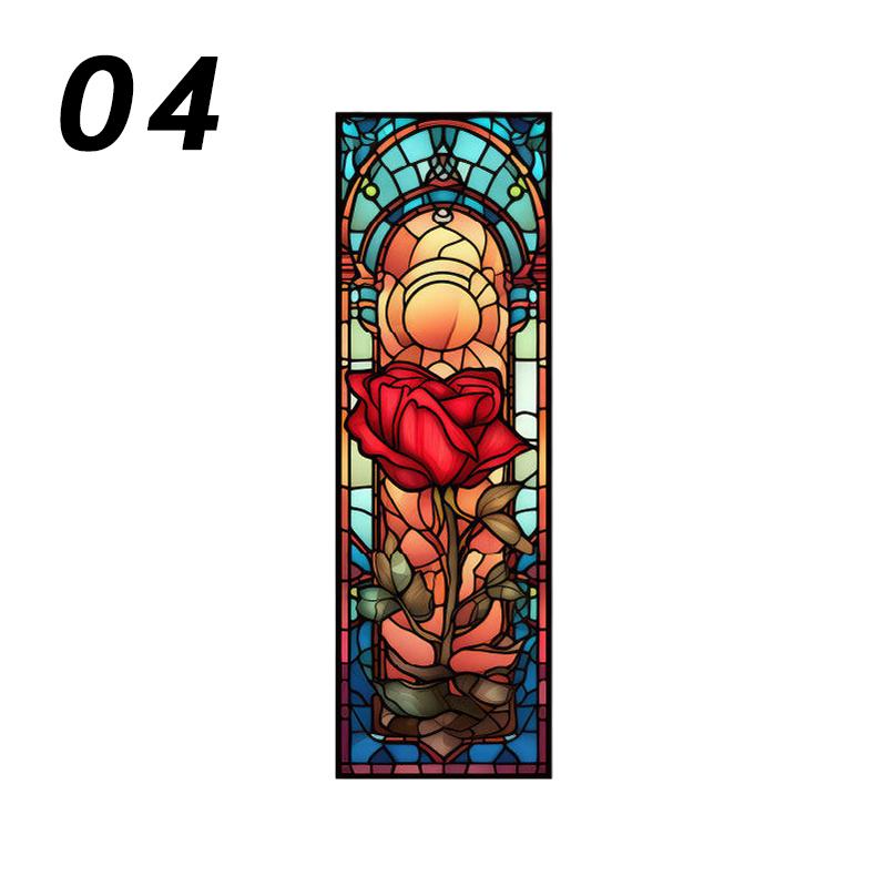 

Stained Glass Window Film Self-adhesive Frosted Privacy Film Rose Flower Pattern Glass Film Home Office Decor Window Sticker (as the picture,40x100cm)