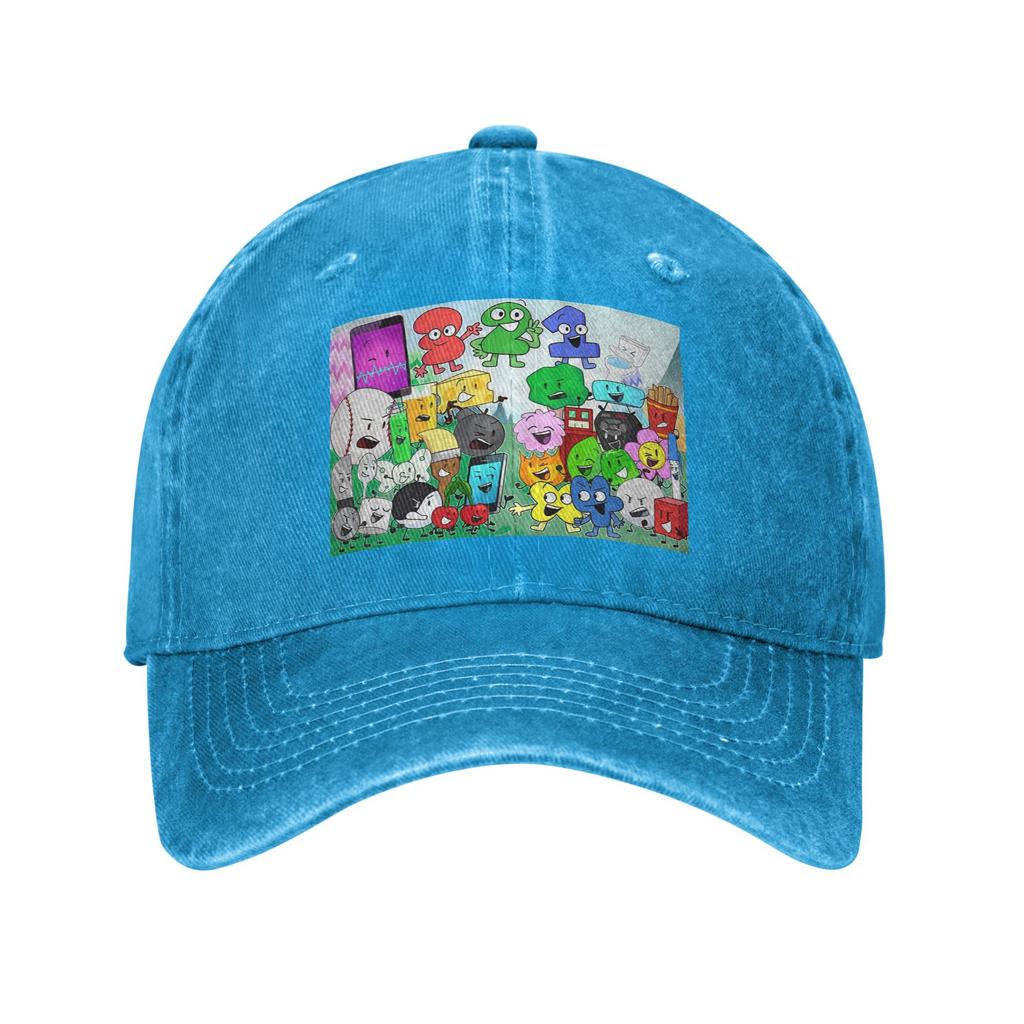 BFDI Inanimate Battle for Dream Island Anime Denim Fabric Cap Casual Baseball Caps Adjustable Hat Summer Unisex Baseball Hats