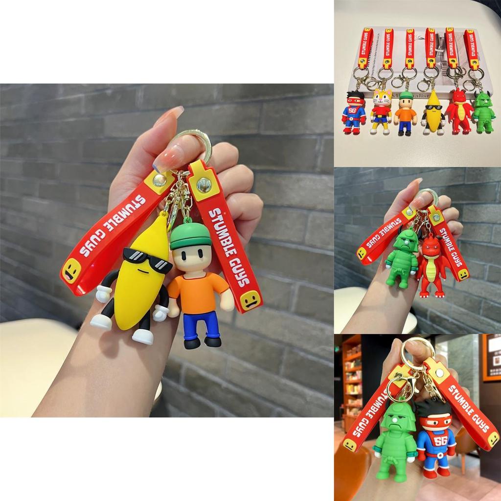 Adorable Cartoon Stumble Guy Keychain Cute Rubber Bag Charm Key Accessory