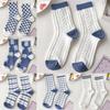 Women's Preppy Style Crew Socks Comfy Breathable Socks Ribbed Lightweight Casual Dress Socks