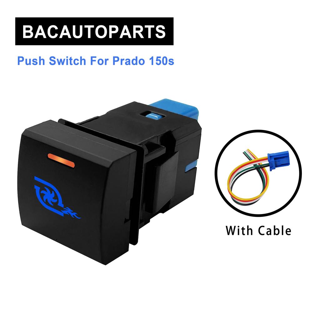 12V Blue Orange Light Latching Momentary Push Switch 22 X 22mm For Toyota Prado 150 Series Camry Hiace Corolla RAV4 Land Cruiser