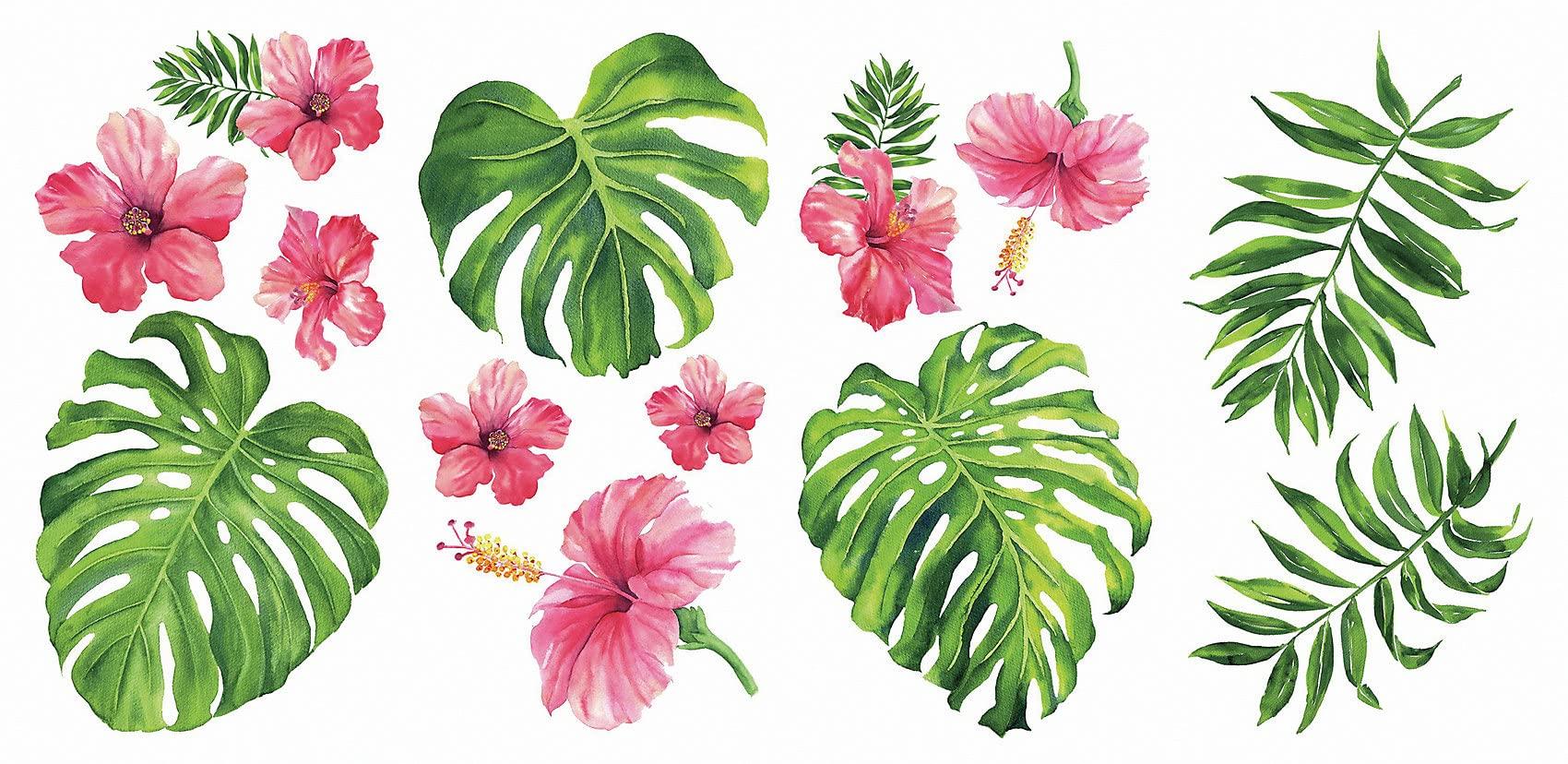 

RoomMates Wall Stickers Peel and Stick Tropical Hibiscus Flower 6cm x x 62cm Japanese RMK3904SCS Pink/Green/Orange 4cm~39cm [Official Import]