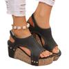Wedge heel platform sandals women's shoes summer new casual platform fish mouth Velcro wedge heel sandals