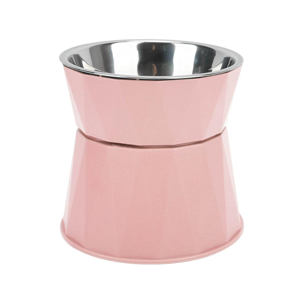 Cat Stainless Steel Bowl Increased Neck Protective Heavy Duty Cat Double Bowl for Cats DogsPink