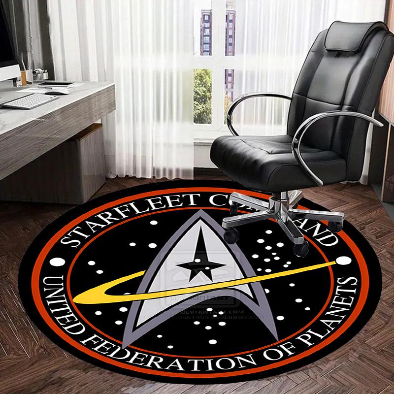 1pz Tappeto Rotondo Logo Comando Flotta Stellare, Realizzato in Poliestere, Perfetto per Decorare Sedie da Ufficio, Soggiorni, Tappeto Decorativo Vivace