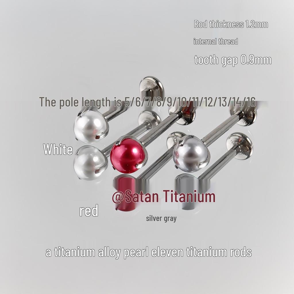F136 Titanium Alloy Pearl Labret Stud - Internal Thread for Lip and Ear Cartilage