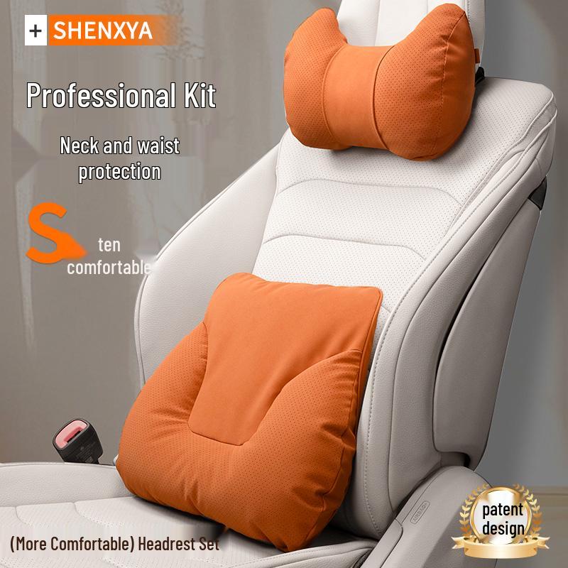 Sada polštářů na opěrku hlavy a bederní opěrku do auta - 5dílný polštář na krk a záda pro nová vozidla