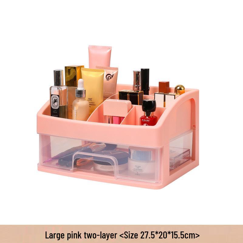 Large Capacity Desktop Cosmetic Storage Box with Drawers for Dorms