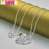 925 Sterling Silver AAA Zircon Heart Pendant Necklace Jewelry