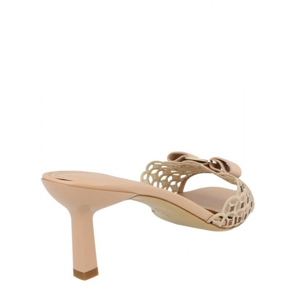 Salvatore Ferragamo Glo Bow Mules Beige